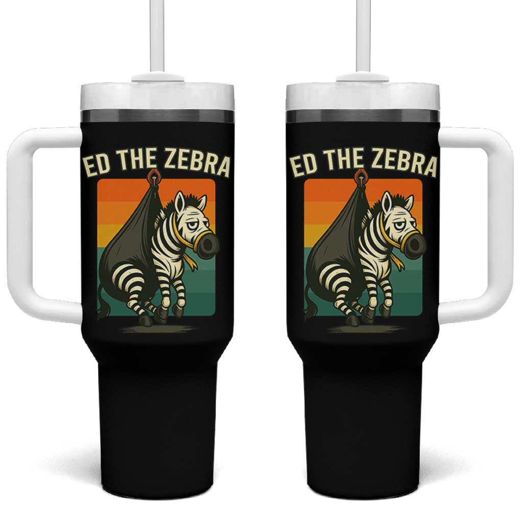 Retro Ed the Zebra Meme Tumbler With Handle Funny Viral Escape Animal - Wonder Print Shop