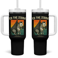 Retro Ed the Zebra Meme Tumbler With Handle Funny Viral Escape Animal - Wonder Print Shop