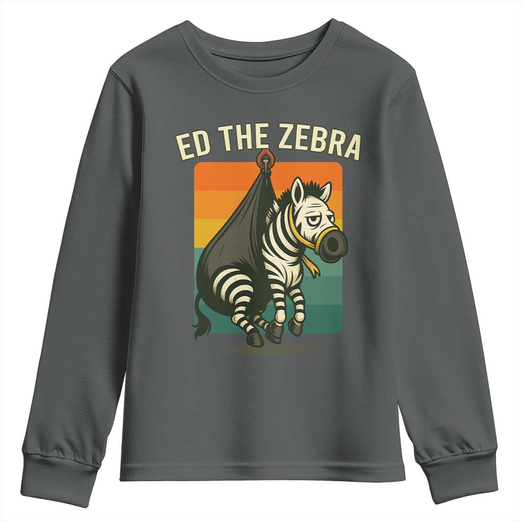 Retro Ed the Zebra Meme Youth Sweatshirt Funny Viral Escape Animal - Wonder Print Shop