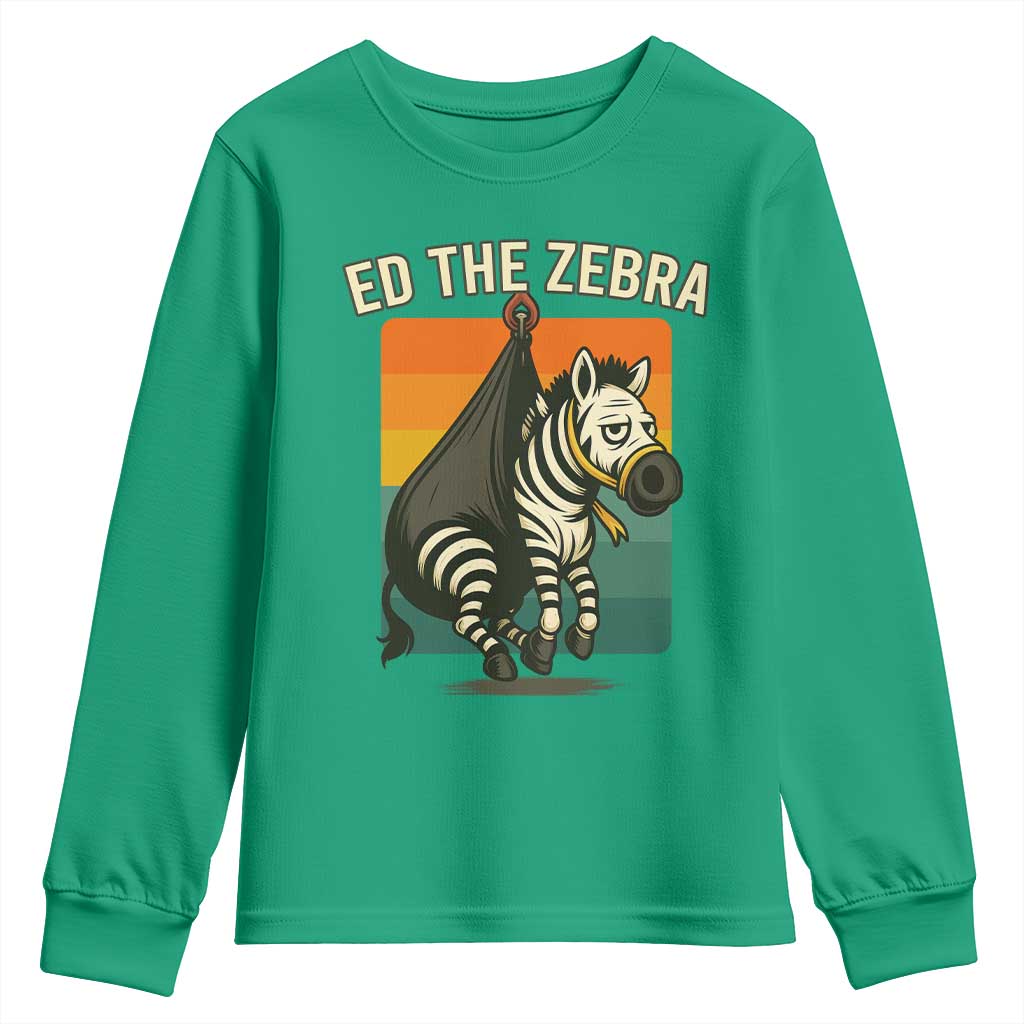 Retro Ed the Zebra Meme Youth Sweatshirt Funny Viral Escape Animal - Wonder Print Shop