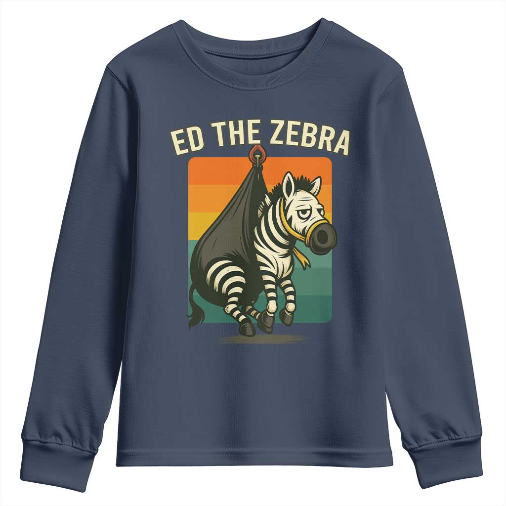 Retro Ed the Zebra Meme Youth Sweatshirt Funny Viral Escape Animal - Wonder Print Shop