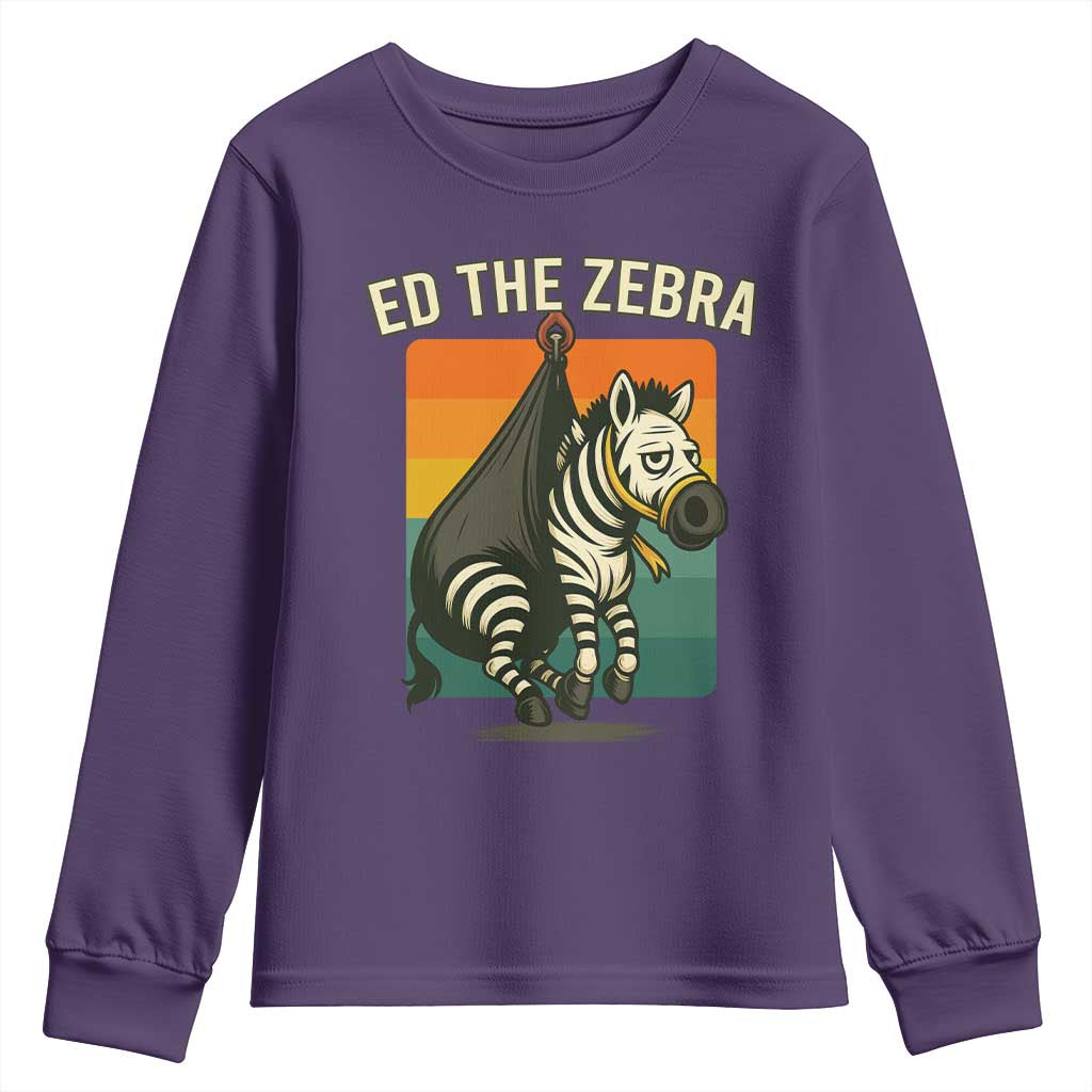 Retro Ed the Zebra Meme Youth Sweatshirt Funny Viral Escape Animal - Wonder Print Shop