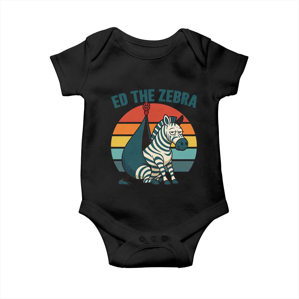 Retro Ed the Zebra Meme Baby Onesie Funny Viral Escape Animal Helicopter Rescue - Wonder Print Shop