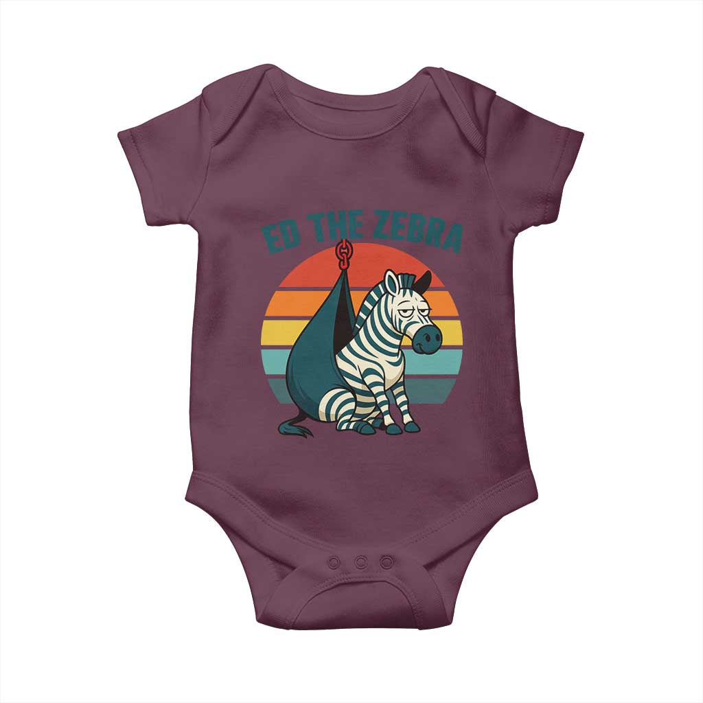 Retro Ed the Zebra Meme Baby Onesie Funny Viral Escape Animal Helicopter Rescue - Wonder Print Shop