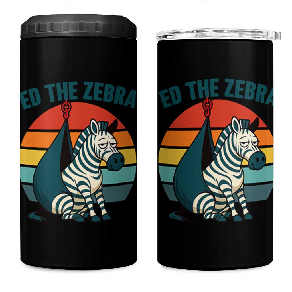 Retro Ed the Zebra Meme 4 in 1 Can Cooler Tumbler Funny Viral Escape Animal Helicopter Rescue - Wonder Print Shop