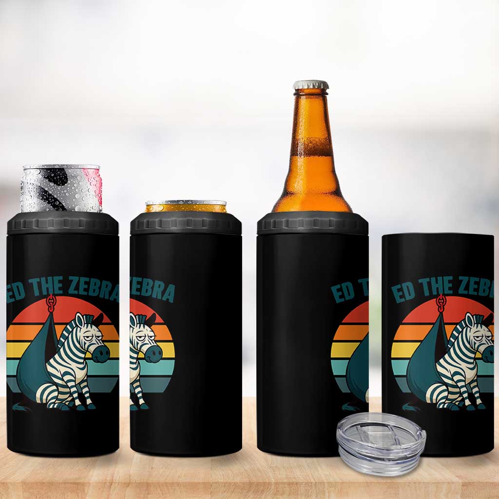 Retro Ed the Zebra Meme 4 in 1 Can Cooler Tumbler Funny Viral Escape Animal Helicopter Rescue - Wonder Print Shop
