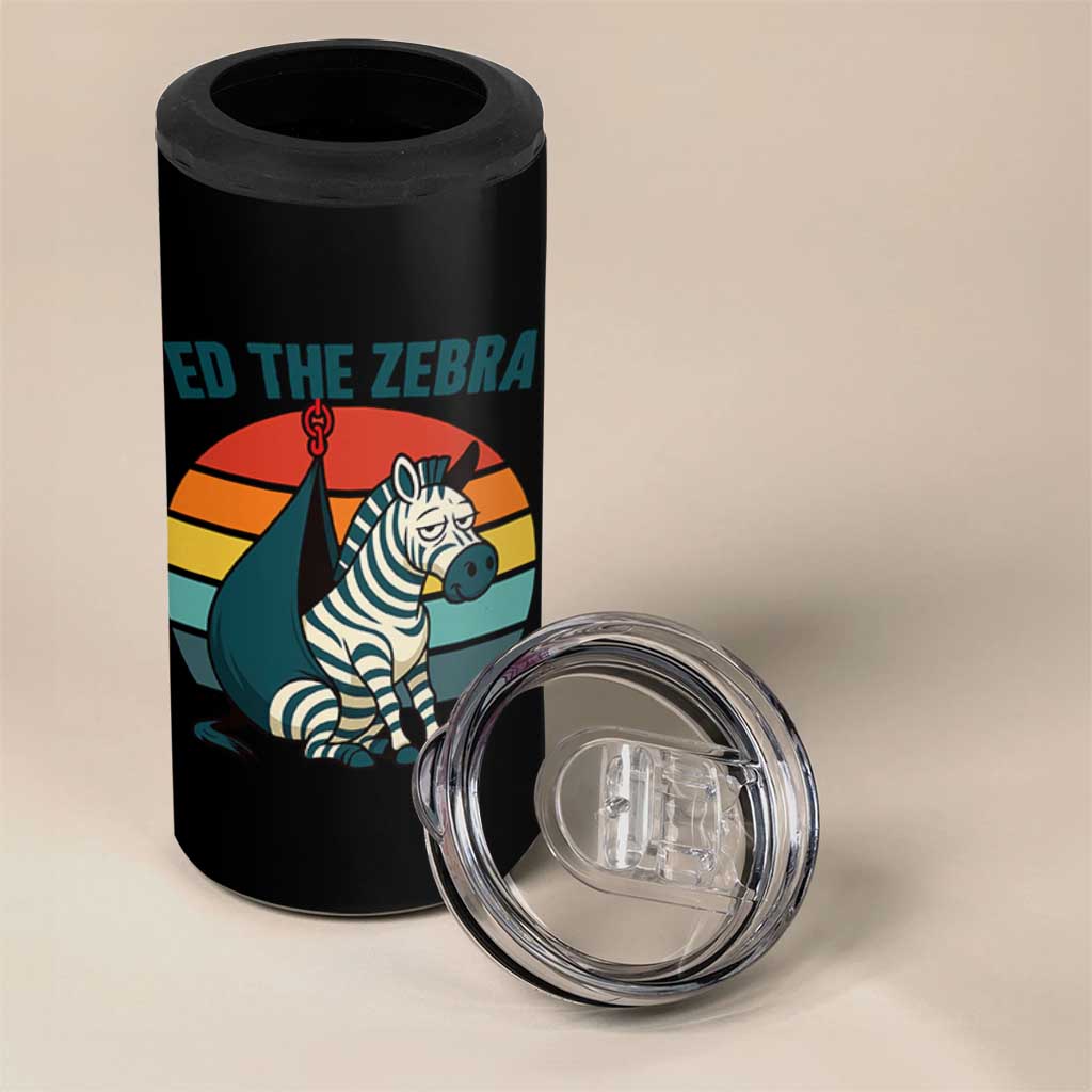 Retro Ed the Zebra Meme 4 in 1 Can Cooler Tumbler Funny Viral Escape Animal Helicopter Rescue - Wonder Print Shop