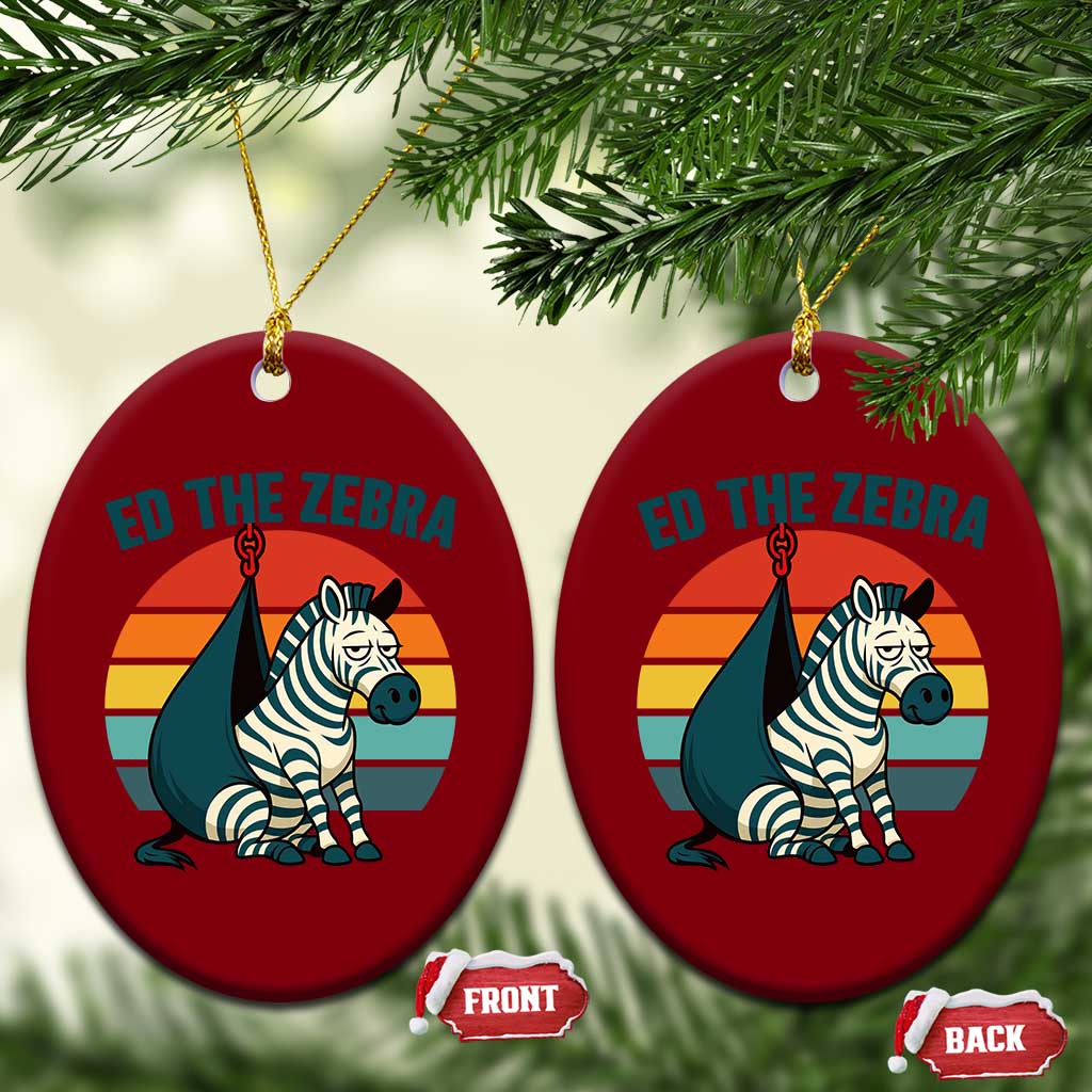 Retro Ed the Zebra Meme Ceramic Ornament Funny Viral Escape Animal Helicopter Rescue - Wonder Print Shop