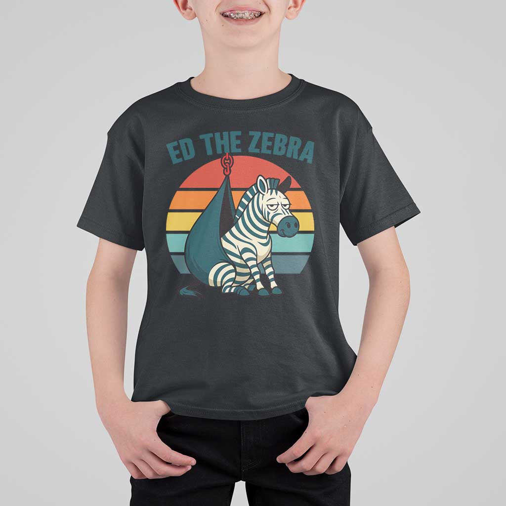 Retro Ed the Zebra Meme T Shirt For Kid Funny Viral Escape Animal Helicopter Rescue - Wonder Print Shop
