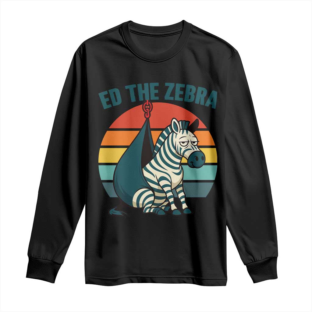 Retro Ed the Zebra Meme Long Sleeve Shirt Funny Viral Escape Animal Helicopter Rescue - Wonder Print Shop