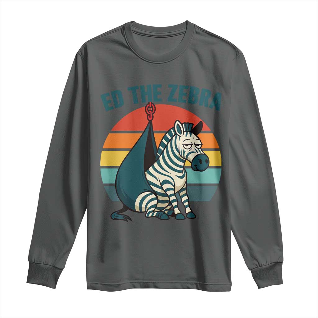 Retro Ed the Zebra Meme Long Sleeve Shirt Funny Viral Escape Animal Helicopter Rescue - Wonder Print Shop