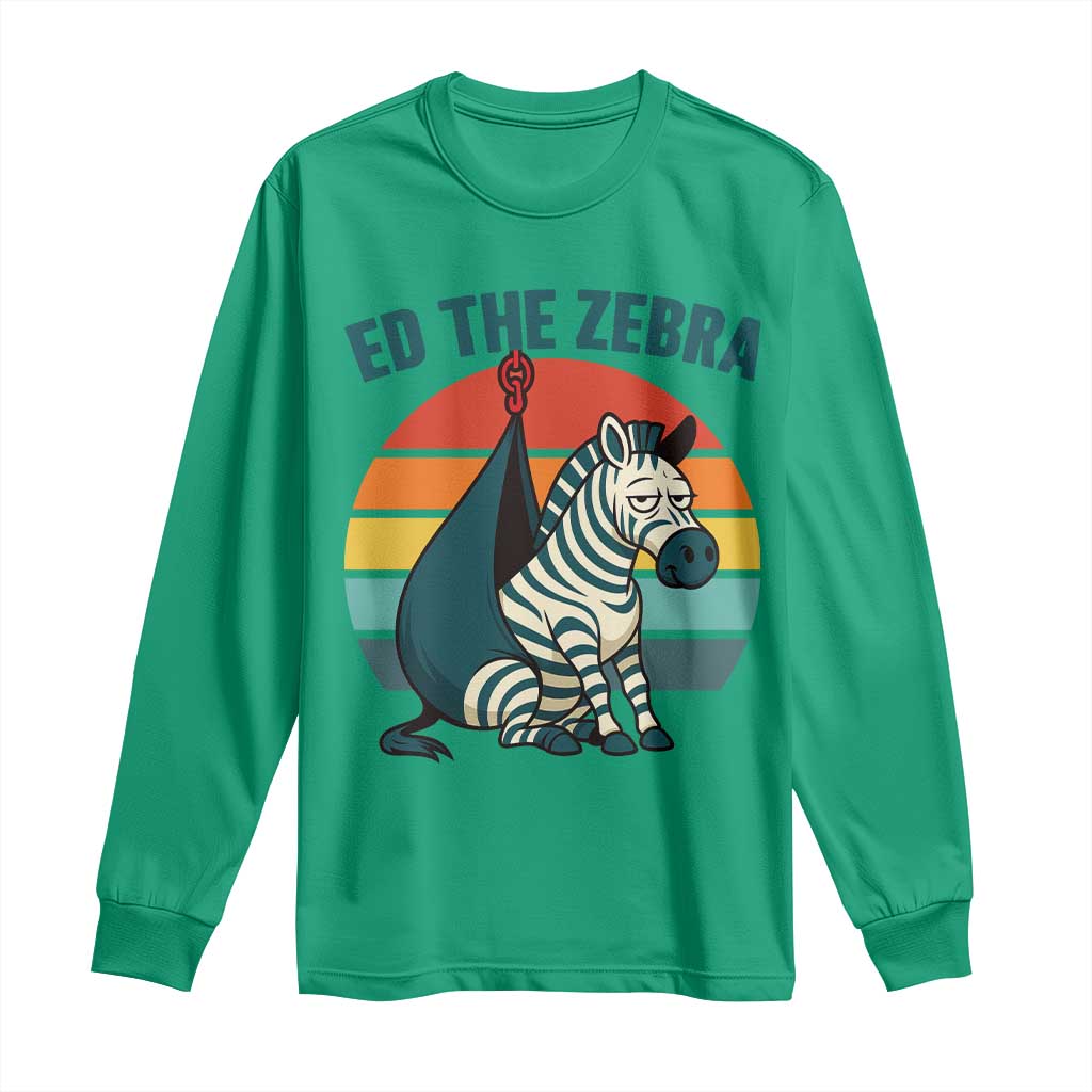 Retro Ed the Zebra Meme Long Sleeve Shirt Funny Viral Escape Animal Helicopter Rescue - Wonder Print Shop