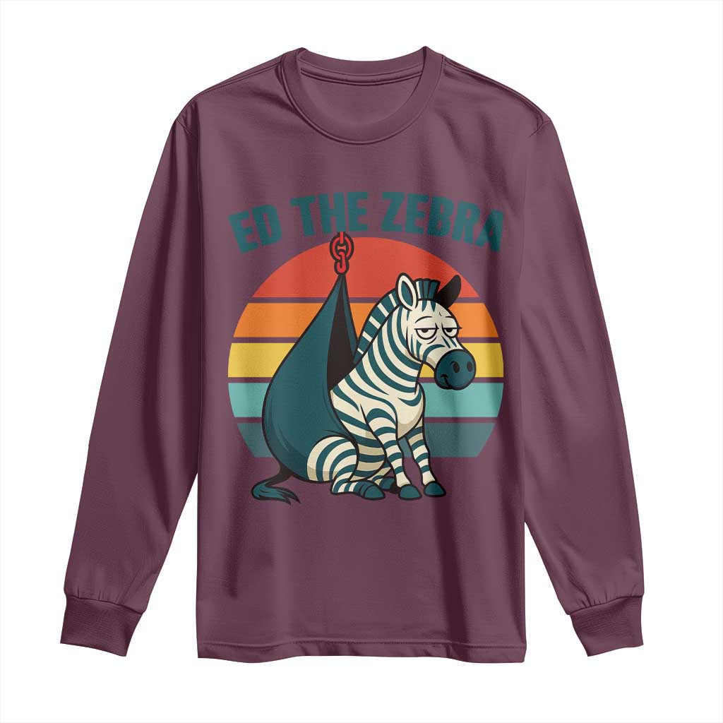 Retro Ed the Zebra Meme Long Sleeve Shirt Funny Viral Escape Animal Helicopter Rescue - Wonder Print Shop