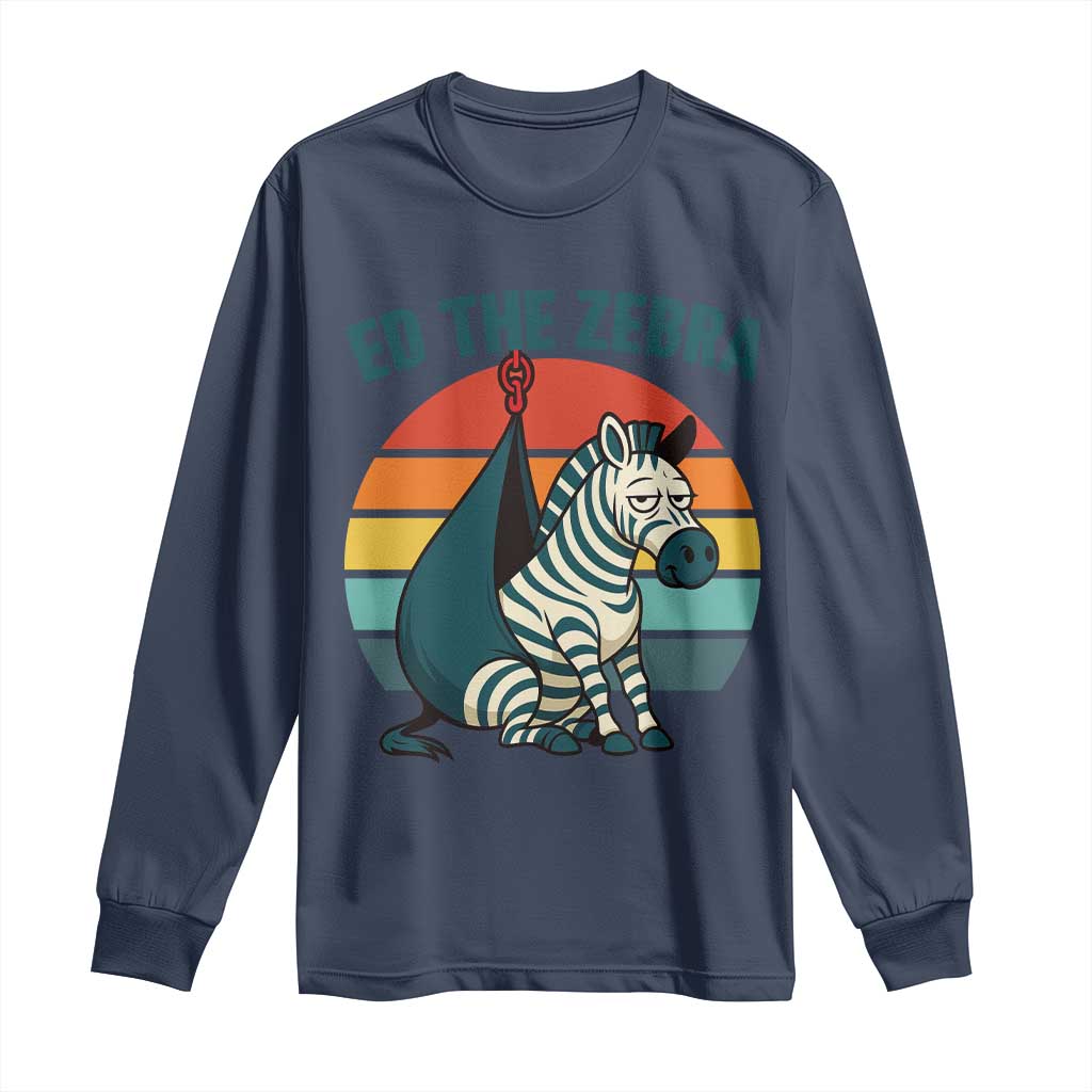 Retro Ed the Zebra Meme Long Sleeve Shirt Funny Viral Escape Animal Helicopter Rescue - Wonder Print Shop