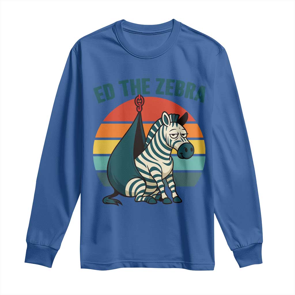 Retro Ed the Zebra Meme Long Sleeve Shirt Funny Viral Escape Animal Helicopter Rescue - Wonder Print Shop