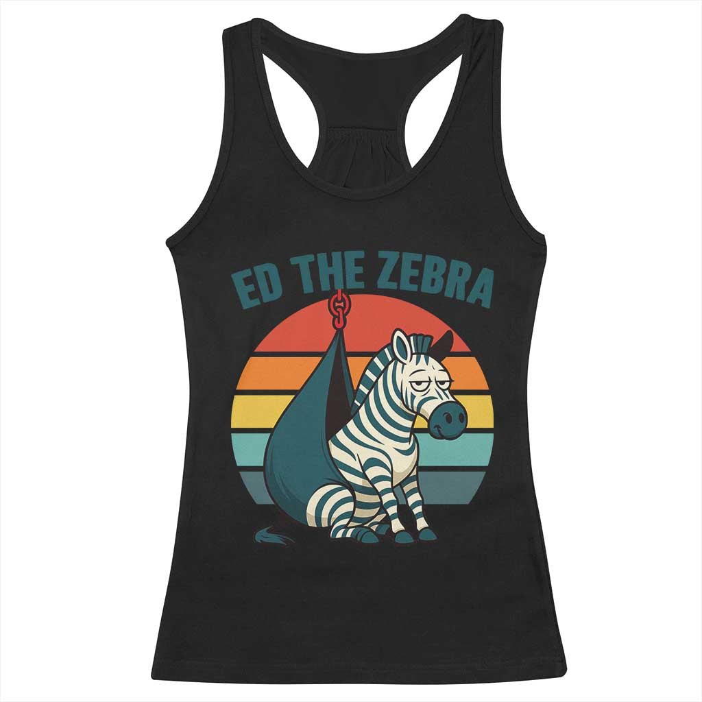 Retro Ed the Zebra Meme Racerback Tank Top Funny Viral Escape Animal Helicopter Rescue - Wonder Print Shop