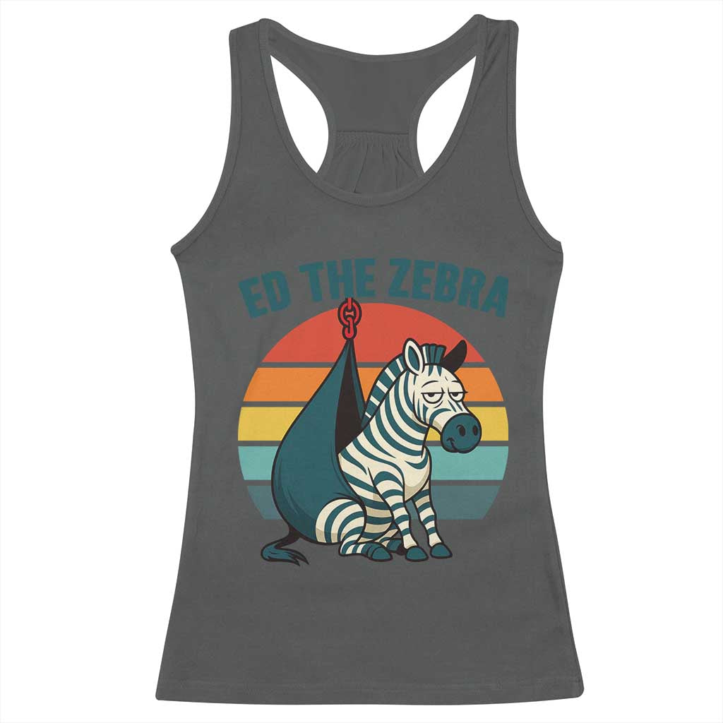 Retro Ed the Zebra Meme Racerback Tank Top Funny Viral Escape Animal Helicopter Rescue - Wonder Print Shop
