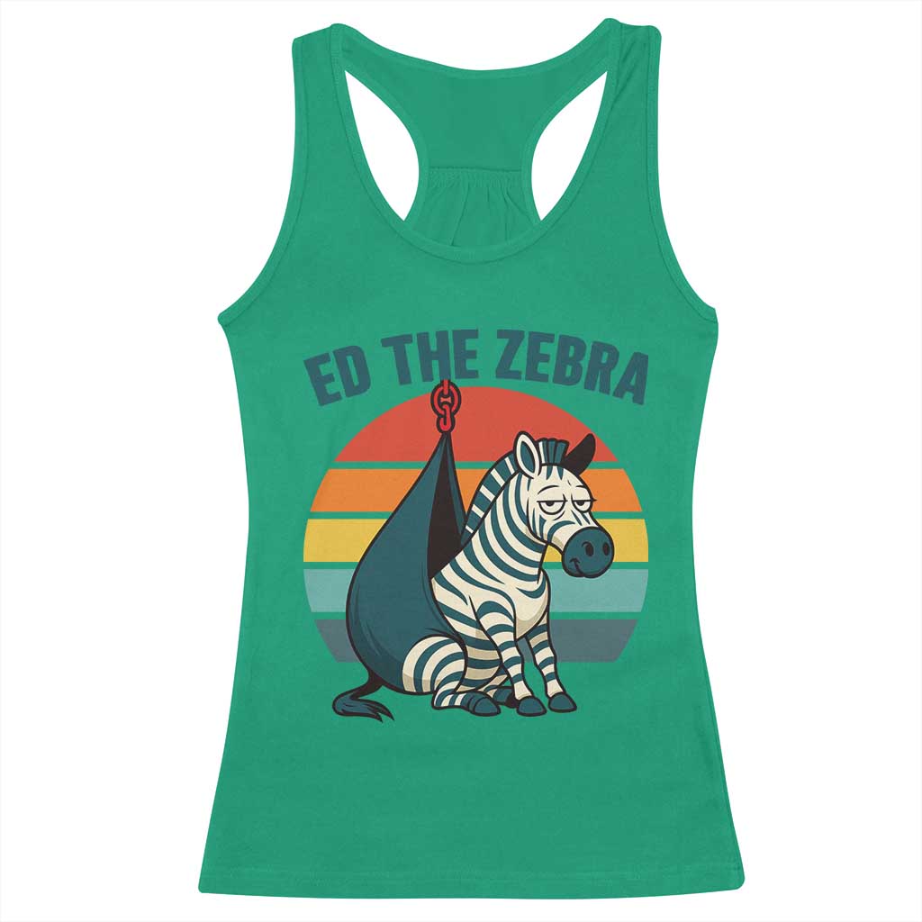 Retro Ed the Zebra Meme Racerback Tank Top Funny Viral Escape Animal Helicopter Rescue - Wonder Print Shop