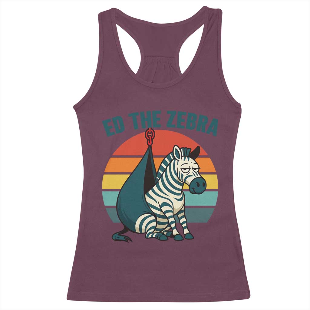 Retro Ed the Zebra Meme Racerback Tank Top Funny Viral Escape Animal Helicopter Rescue - Wonder Print Shop