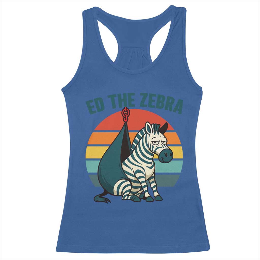 Retro Ed the Zebra Meme Racerback Tank Top Funny Viral Escape Animal Helicopter Rescue - Wonder Print Shop
