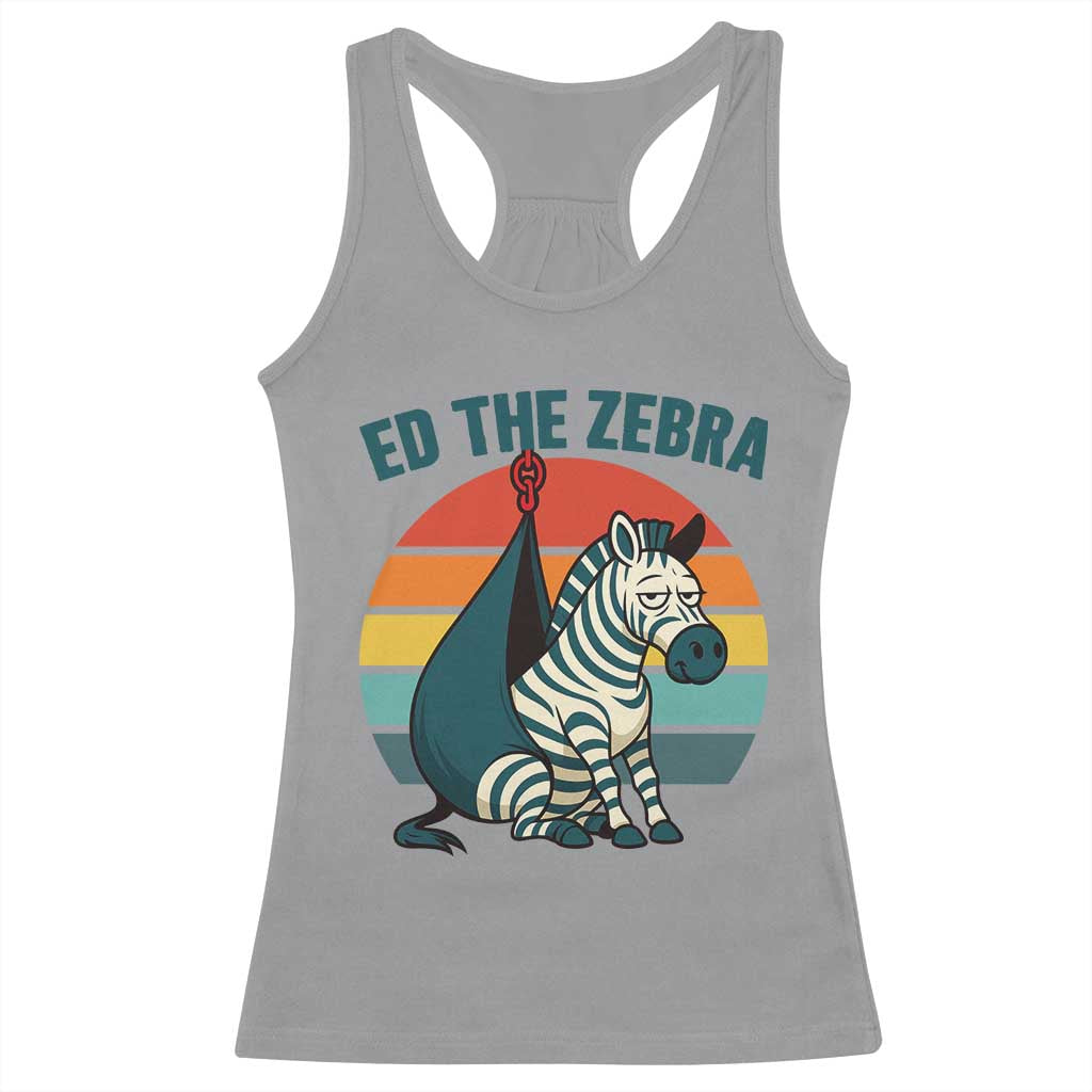 Retro Ed the Zebra Meme Racerback Tank Top Funny Viral Escape Animal Helicopter Rescue - Wonder Print Shop