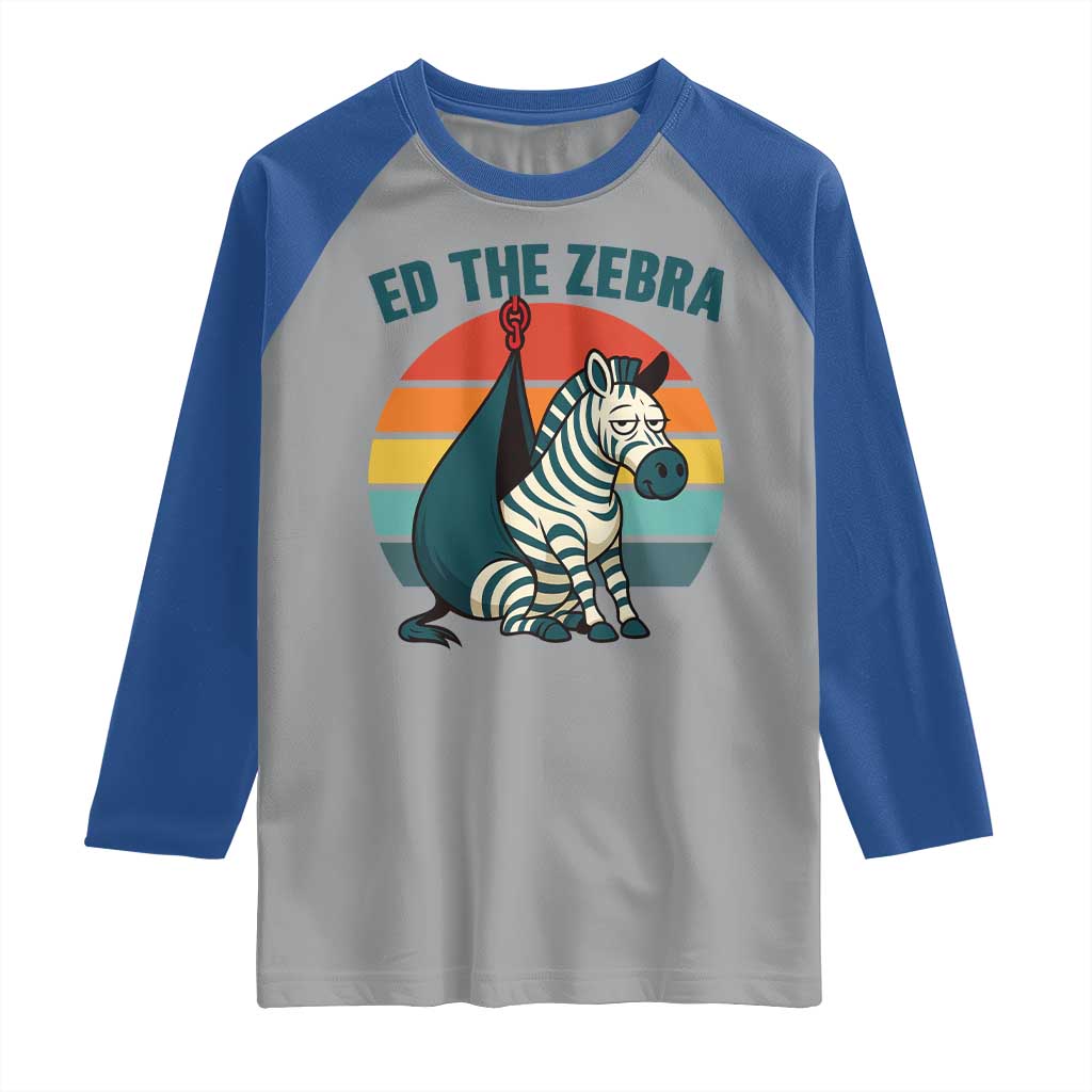 Retro Ed the Zebra Meme Raglan Shirt Funny Viral Escape Animal Helicopter Rescue - Wonder Print Shop