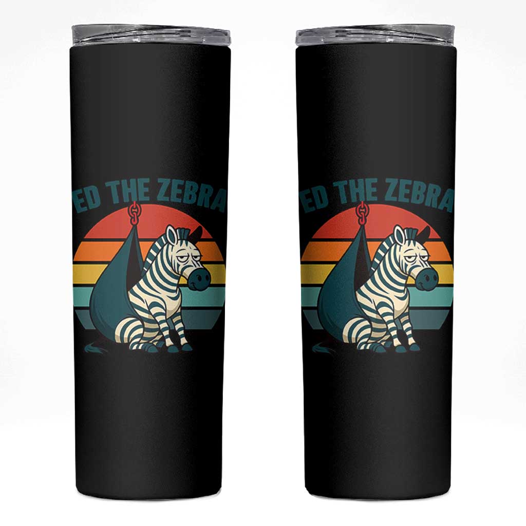 Retro Ed the Zebra Meme Skinny Tumbler Funny Viral Escape Animal Helicopter Rescue - Wonder Print Shop