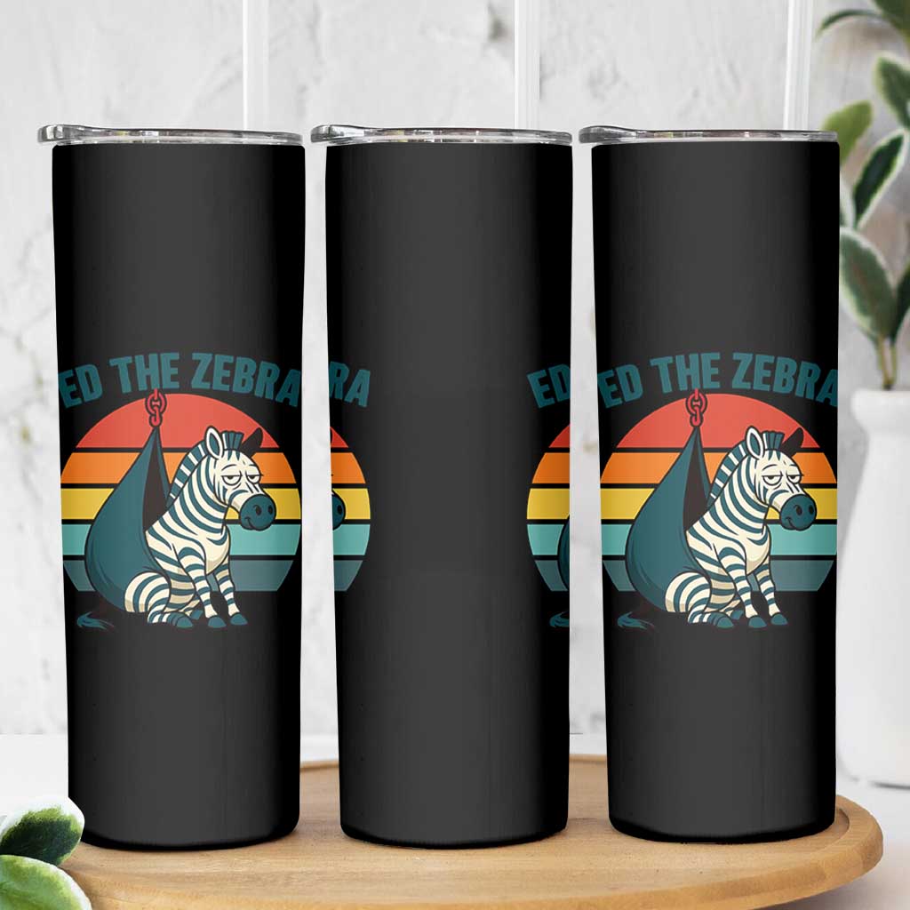 Retro Ed the Zebra Meme Skinny Tumbler Funny Viral Escape Animal Helicopter Rescue - Wonder Print Shop