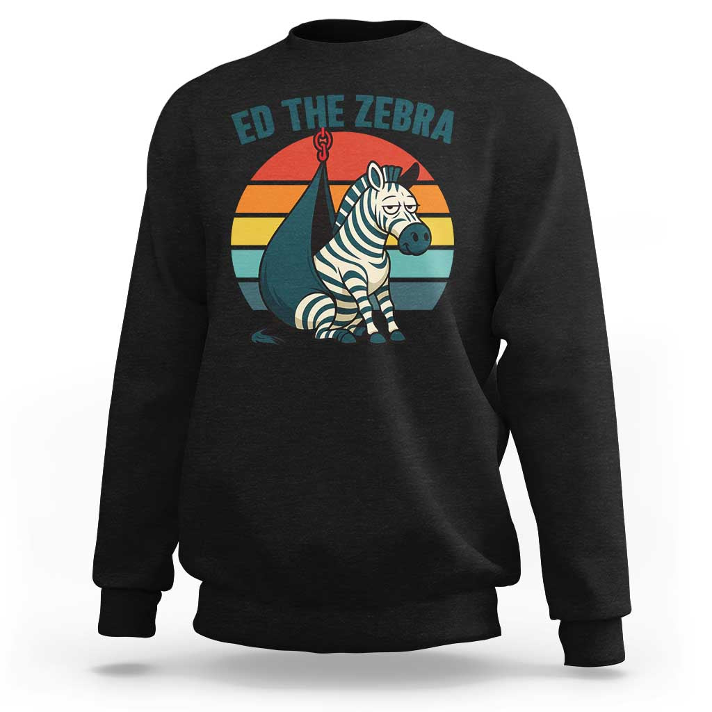 Retro Ed the Zebra Meme Sweatshirt Funny Viral Escape Animal Helicopter Rescue - Wonder Print Shop