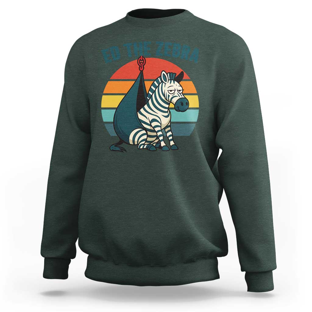 Retro Ed the Zebra Meme Sweatshirt Funny Viral Escape Animal Helicopter Rescue - Wonder Print Shop