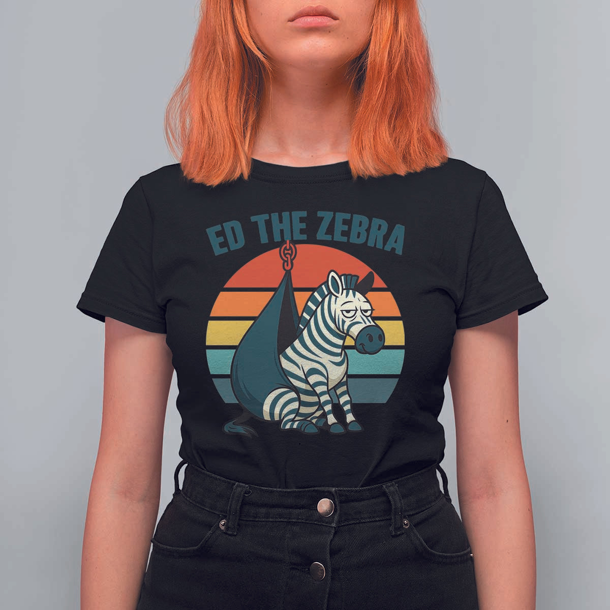 Retro Ed the Zebra Meme T Shirt For Women Funny Viral Escape Animal Helicopter Rescue - Wonder Print Shop
