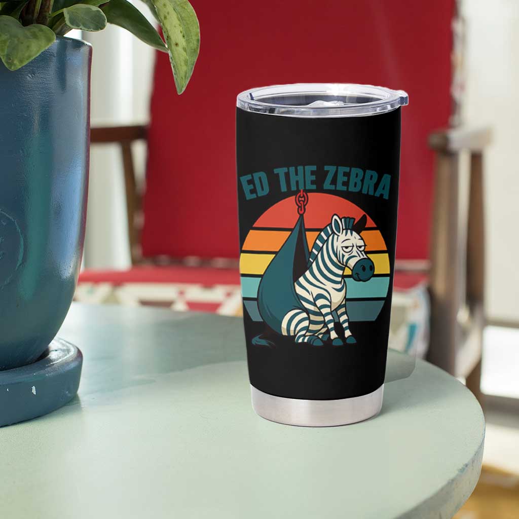 Retro Ed the Zebra Meme Tumbler Cup Funny Viral Escape Animal Helicopter Rescue - Wonder Print Shop