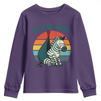 Retro Ed the Zebra Meme Youth Sweatshirt Funny Viral Escape Animal Helicopter Rescue - Wonder Print Shop