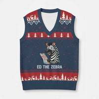 Ed the Zebra Meme V-Neck Knit Sweater Vest Funny Viral Animal Escape Internet Humor Fans - Wonder Print Shop