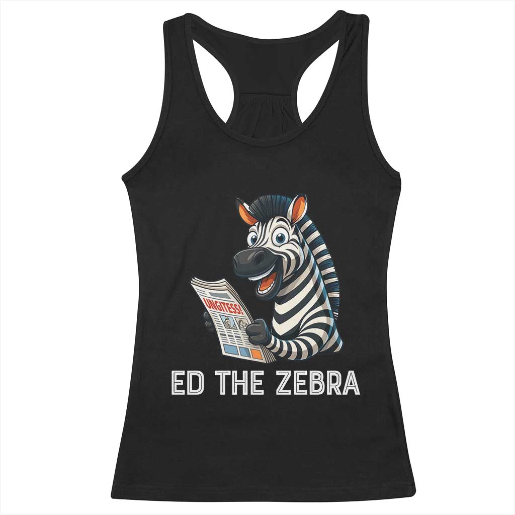 Ed the Zebra Meme Racerback Tank Top Funny Viral Animal Escape Internet Humor Fans - Wonder Print Shop