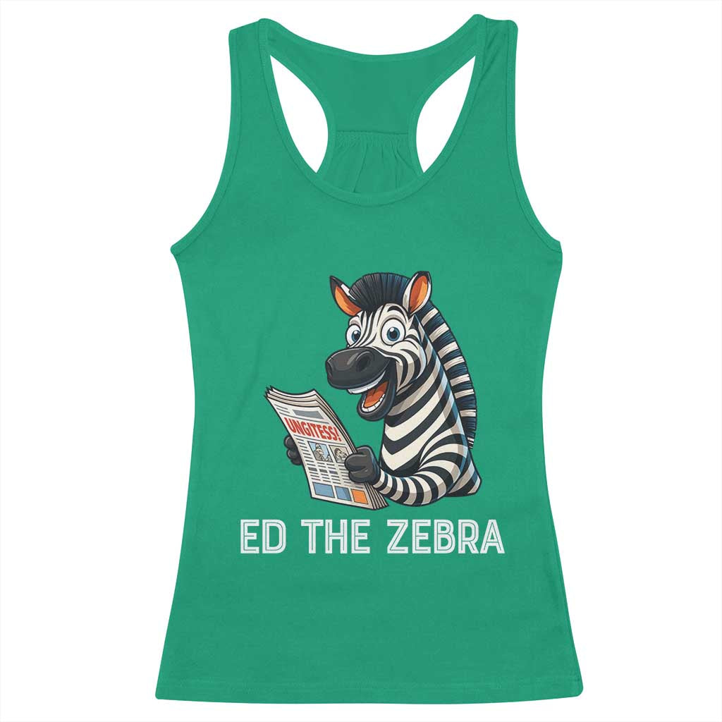 Ed the Zebra Meme Racerback Tank Top Funny Viral Animal Escape Internet Humor Fans - Wonder Print Shop