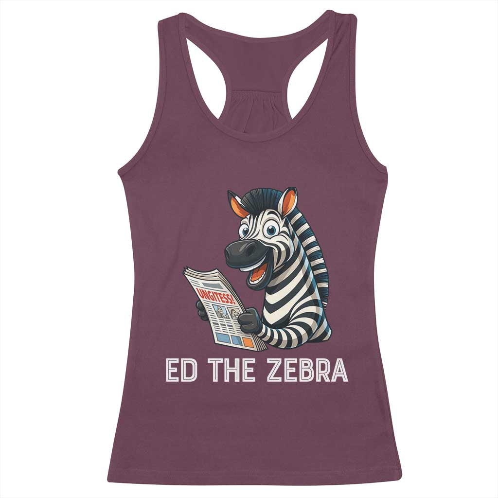 Ed the Zebra Meme Racerback Tank Top Funny Viral Animal Escape Internet Humor Fans - Wonder Print Shop