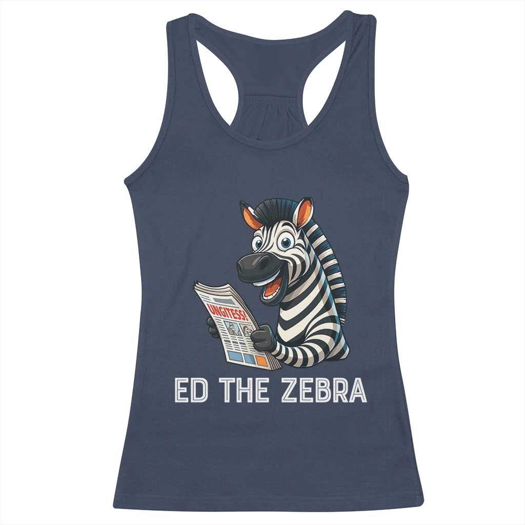 Ed the Zebra Meme Racerback Tank Top Funny Viral Animal Escape Internet Humor Fans - Wonder Print Shop