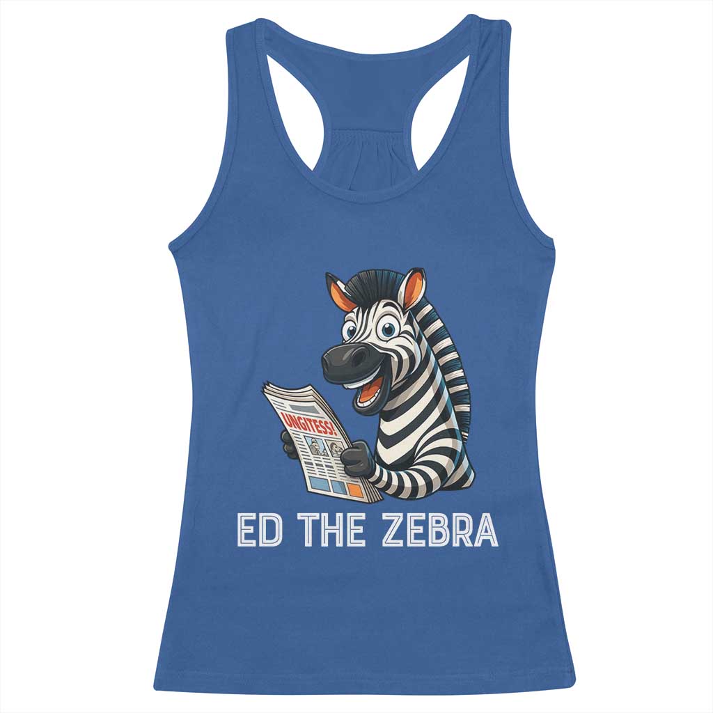 Ed the Zebra Meme Racerback Tank Top Funny Viral Animal Escape Internet Humor Fans - Wonder Print Shop
