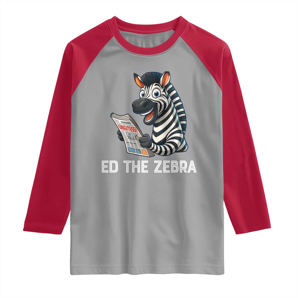 Ed the Zebra Meme Raglan Shirt Funny Viral Animal Escape Internet Humor Fans - Wonder Print Shop