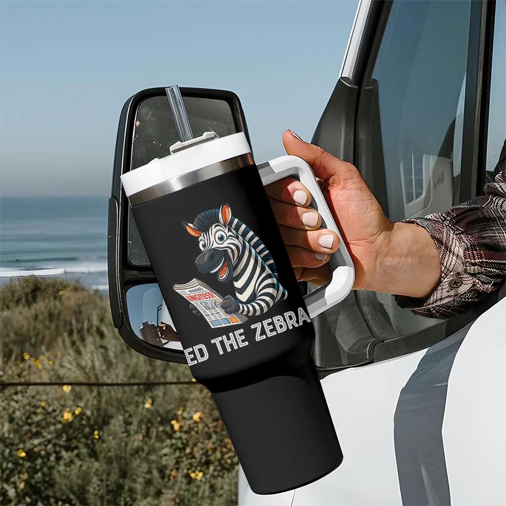 Ed the Zebra Meme Tumbler With Handle Funny Viral Animal Escape Internet Humor Fans - Wonder Print Shop