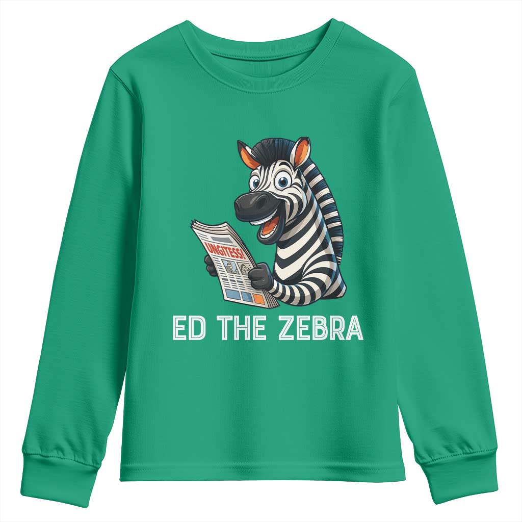 Ed the Zebra Meme Youth Sweatshirt Funny Viral Animal Escape Internet Humor Fans - Wonder Print Shop