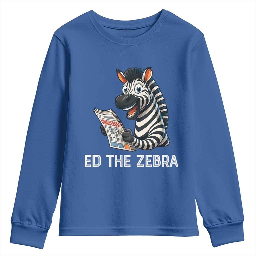 Ed the Zebra Meme Youth Sweatshirt Funny Viral Animal Escape Internet Humor Fans - Wonder Print Shop