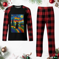 Whimsical Black Cat Pride Flag Plaid Pajama Set Colorful LGBTQ Rainbow - Wonder Print Shop
