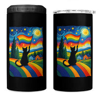 Whimsical Black Cat Pride Flag 4 in 1 Can Cooler Tumbler Colorful LGBTQ Rainbow - Wonder Print Shop