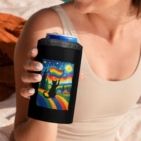 Whimsical Black Cat Pride Flag 4 in 1 Can Cooler Tumbler Colorful LGBTQ Rainbow - Wonder Print Shop