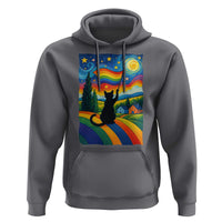 Whimsical Black Cat Pride Flag Hoodie Colorful LGBTQ Rainbow - Wonder Print Shop