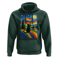 Whimsical Black Cat Pride Flag Hoodie Colorful LGBTQ Rainbow - Wonder Print Shop