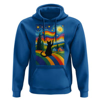 Whimsical Black Cat Pride Flag Hoodie Colorful LGBTQ Rainbow - Wonder Print Shop