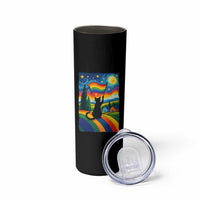 Whimsical Black Cat Pride Flag Skinny Tumbler Colorful LGBTQ Rainbow - Wonder Print Shop